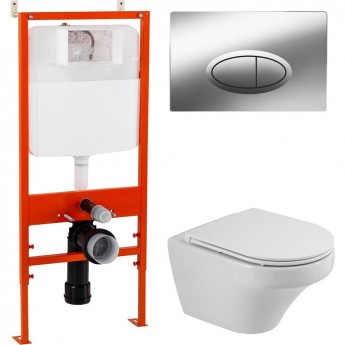 Комплект 4 в 1 Унитаз подвесной, сиденье, система инсталляции для унитазов, кнопка смыва BELBAGNO Комплект 4 в 1 Унитаз подвесной, сиденье, система инсталляции для унитазов, кнопка смыва BELBAGNO